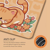 Gaming Mousepad, Cat Theme Orange Keyboard Computer Mouse Pad Desk Mat With Stitched Edges, 14.17 X 11.02 In Anti-Slip Durable Rubber Base For Home Office Gaming Work