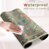 Large Mouse Pad For Desk, Desk Matt For Desktop, Non-Slip Cute Keyboard Mats, Floral Keyboard Mat With Stitched Edge For Gaming, Office Aesthetics (Green)