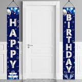 Blue & Silver Happy Birthday Banner: Party Door Decor