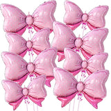 , Giant Pink Bow Balloons - 35 Inch, Pack Of 8 | Baby Shower Decorations For Girl | Bow Foil Balloons, Girls Gender Reveal Decorations | Pink Bow Birthday Decoration | Bridal Shower Decoration