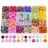 1200PCS 6mm Crack Glass Beads β 24 Colors for Jewelry & Bracelet Making