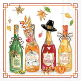 Cocktail Napkins Disposable 3-Ply Paper Party Napkin Pack, 10" X 10", Fall Bottles, 20-Count