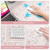 Pink Desk Mat, Non-Slip Office Table Mat, Aesthetic Mouse Pad With Stitched Edge, 35.4" X 15.7" Long Mouse Pad, Waterproof Dorm Desk Mat For Writing, Drawing