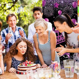 Purple Happy Birthday Door Banner Black Party Decorations For Women Gi