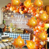 10Pcs Fall Maple Leaf Foil Balloons Orange Mylar Autumn Thanksgiving Decor