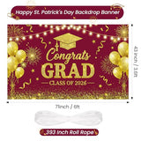 Red Gold Class of 2026 Graduation Backdrop Party Decorations, 71×43'' Congrats Grad Banner Decor, High School College Graduation Party Supplies & Photo Props