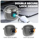 Double Security Lock Protective Case Cover for JBL Tune Flex 2 Charging Case with Carabiner and Cleaning Pen Kit, Anti-Scratch Shockproof Clear TPU Compatible with JBL Tune Flex 2 Charging Case (Clear Grey)