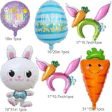 171Pcs Happy Easter Balloon Garland Arch Kit Easter Party Decorations Include Pink Green Balloons,Bunny Carrot Egg Foil Mylar Balloons, Spring Themed Party Supplies