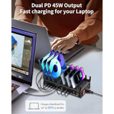 360W Charging Station For Multiple Devices, 12-Port Usb C Charging Station With Double 45W Pd Pps Port, Multi Device Fast Charger Dock For Macbook Pro Laptop, Iphone, Ipad, Tablet, Android Cell Phone
