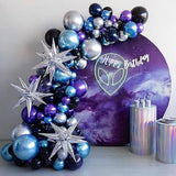 125pcs Space Balloon Garland Kit - Chrome Blue Purple Silver Balloons & Cones