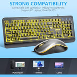 Chonchow Wired Keyboard And Mouse Combo With , Redgreenyellow Light Up, Quiet Keys For Office Work Or Gaming, Rgb Mouse, Usb Big Letter Keyboard With Mice For Pc Mac Laptop Computerblack