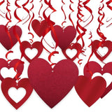 30 Pcs Valentine'S Day Heart Swirl Hanging Decorations Glitter Red Hanging Heart Swirl Decorations For Valentine'S Day Wedding Bridal Shower Anniversary Engagement Party Decorations
