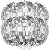 Silver Disco Ball Balloons, 6Pcs 22Inch 4D Metallic Silver Round Foil Balloon With Straw For Disco Party Decorations New Year Eve, Bachelorette, Birthday, Christmas, 70S 80S 90S Retro Party Supplies