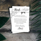 50 Wedding Thank You Place Setting Cards, Wedding Reception Thank You Cards, Table Centerpieces And Wedding Decorations, Bridal, Engagement, Anniversary, 4X6"