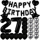 Sweet 27Th Birthday Decorations Party Supplies,Black Number 27 Balloons,27Th Foil Mylar Balloons Latex Balloon Decoration,Great 27Th Birthday For Girls,Women,Men,Photo Props
