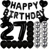 Sweet 27Th Birthday Decorations Party Supplies,Black Number 27 Balloons,27Th Foil Mylar Balloons Latex Balloon Decoration,Great 27Th Birthday For Girls,Women,Men,Photo Props
