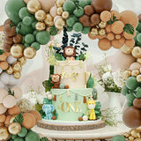 142PCS Sage Green & Brown Balloon Arch Kit for Jungle, Safari, Woodland Decor