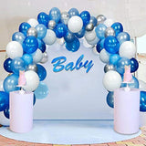 16Ft Blue White And Silver Balloon Garland Arch Kit With 117 Balloons - Easy Assembly Party Decor For Birthdays, Weddings, Baby Showers- Includes Arch Strip & Dot Glue