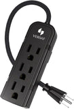 Mini 3 Outlet Power Strip 1FT Braided Cord Wall Mount Black