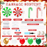 2 Sets Christmas Candy Balloon Column Red White Green Foil Arch Kit
