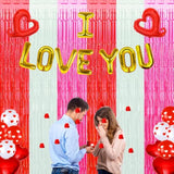 Valentine'S Day Foil Curtain, Valentine'S Day Party Decorations Red Pink White Tinsel Material Curtain Photo Streamer Backdrop I Love You Balloons For Valentines Day Decor Birthday Wedding(3 Pack)