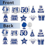 Blue & Silver 50th Birthday Decorations Set with Swirls, Banner & Centerpieces