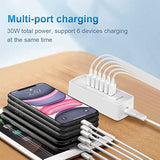 USB Fast Charger, 6-Port Portable Charging Station, Suitable for Various Devices, Compatible with iPhone, iPad, Samsung, Google, Xiaomi, Huawei and Other USB Charging Devices