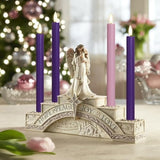 Flameless Advent Candles, Set Of 4 - Flickering Led Flame, 10 Inch Taper Candlesticks, Remote Controlled, Purple And Pink Color For Christmas Wreath