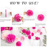 Hot Pink Tissue Pom Poms Paper Flowers Hanging Decorations Pink Flower Ball For Mother'S Day Baby Shower Wedding Nursery Birthday Party Backdrop Home Outdoor
