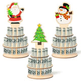 3Pcs Christmas Unique Money Holder For Cash Gift, Merry Christmas Money Cake Wooden Cash Holders With 25 Holes, Xmas Cake Decoration Card For Party Decor Supplies