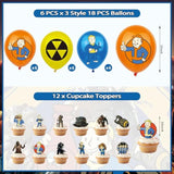 Gaming Birthday Party Decoration, Include Birthday Banner, Cake Topper, Latex Balloons, And 50Pcs Stickers For Kids Teens Gaming Fan Fans Party Supplies