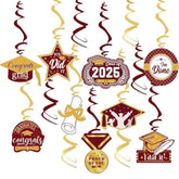 Graduation Party Decorations Maroon Gold 2026/Burgundy Gold Graduation Deororations Fsu Asu/Hanging Swirls 15Pcs Class Of 2026 Maroon Classroom Grad Decorations