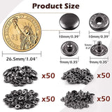 Snap Fasteners Kit 10Mm 50 Sets Snap Buttons For Fabric Clothes Sewing