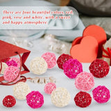 24Pcs Valentine'S Day Decorative Rattan Balls, Pink Red Grey Wicker Balls Decorations For Valentine'S Day Decor Centerpiece Diy Crafts Vase Bowl Orbs Filler Wedding Home Decor, 1.2"/2"/2.4"