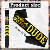 Birthday Dude Sash With Gold Foil, Black Funny Birthday Sash For Boys Or Men, Birthday Party Decorations And Supplies, Birthday Gifts For Husband, Boyfriend, Son, Brother(Black+Gold)