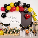Red Black Yellow Birthday Decorations For Boys,Cartoon Birthday Party Balloons With Star Heart Foil Balloons Banner Cake Topper For Kids Game Theme Party Decor
