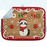 Absorbent Dish Drying Mat, Merry Christmas Microfiber Pad For Kitchen Counter, Winter Cute Cat For Coffee Bar Decor, Heat Resistant And Reversible, 18" X 24"