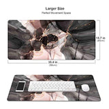 Extended Large Gaming Mouse Pad With Stitched Edges, Pink Black Gold Marble Desk Mat, Non-Slip Xl Computer Big Mouse Pad With Keyboard Pad For Work, Gamer, Office, Home - 35.4 X 15.7 In