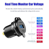 12V Usb Outlet Quick Charge 3.0 Dual Charger Socket, Usb Cigarette Lighter Socket With Led Voltmeter, Waterproof Aluminum Car Charger Adapter Diy Kit For Car Marine Truck Golf Cart Rv, Etc.