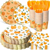 400 Pcs Orange Party Supplies For 50 Guest Cutie Is On The Way Disposable Plates Napkin Cup Spoon Fork Knives For Tangerine Summer Outdoor Picnic Birthday Baby Shower Party Supplies