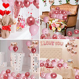 Valentine'S Day Balloons Kit With Rose Gold Pink Heart, I Love You Balloon, Rose Petals For Valentine, Anniversary, Wedding, Mother'S Day, Romantic Special Night Decorations