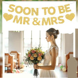 Engagement Bridal Shower Decor "Soon to Be Mr & Mrs" Banner & Diamond Ring Swirls