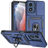 Moto G Play 5G 2024 Case with Screen & Camera Protection Military-Grade Kickstand Blue