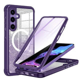 Samsung Galaxy S24 Case with Glitter, Compatible with MagSafe Built-in Tempered Glass Screen Protector & Camera Lens Protection, Amethyst