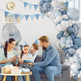 Dusty Blue Balloon Arch Kit, 126 Pcs Light Blue And White Balloon Garland Kit Include Macaron Sand White Balloons For Birthday Party Baby Shower Wedding Bridal Gender Reveal Decorations
