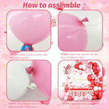 Valentine'S Day Baby Shower Decorations, Pink Sweetheart Balloons Garland Arch Kit, Valentines Love Baby Shower Party Supplies 174Pcs With Baby Girl Shower Backdrop And Heart Table Cloth