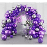 123 Pc Dark Purple Silver Balloon Garland Kit Party Decoration
