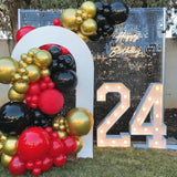Red And Black Gold Balloons Arch Kit, 140Pcs Different Sizes Inch Red Black Gold Balloon And Confetti Party Balloon Garland Kit For Birthday, Wedding, Graduation, Anniversary, Prom Decorations