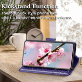 For Samsung Galaxy S20 Fe Case Wallet,Women Flip Cover With Butterfly Embossed Pu Leather Stand Credit Card Holder Slots Magnetic Wrist Strap Phone Case (Purple)