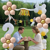 Daisy Balloons Pink Flower Balloons Kit Groovy Party Decorations For Birthday Wedding Anniversary Retro Hippie Groovy Boho Daisy Theme Party Decor Supplies 3Pcs